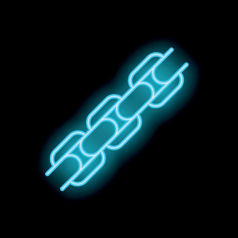 Blue neon chain glowing on black background vector