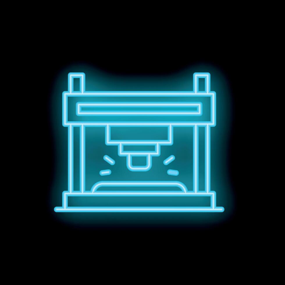 Neon sign of a laser cutter working on a material vector
