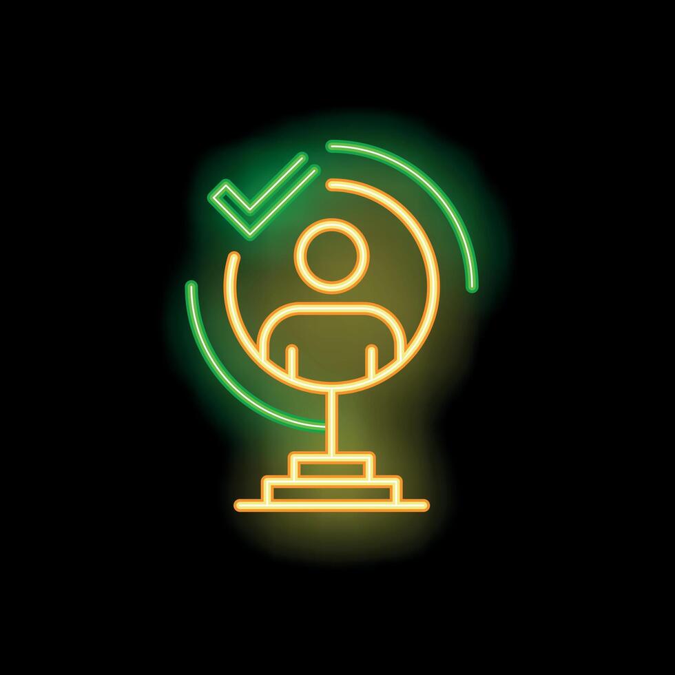 Neon sign representing global head hunting, recruitment and human resources solutions vector