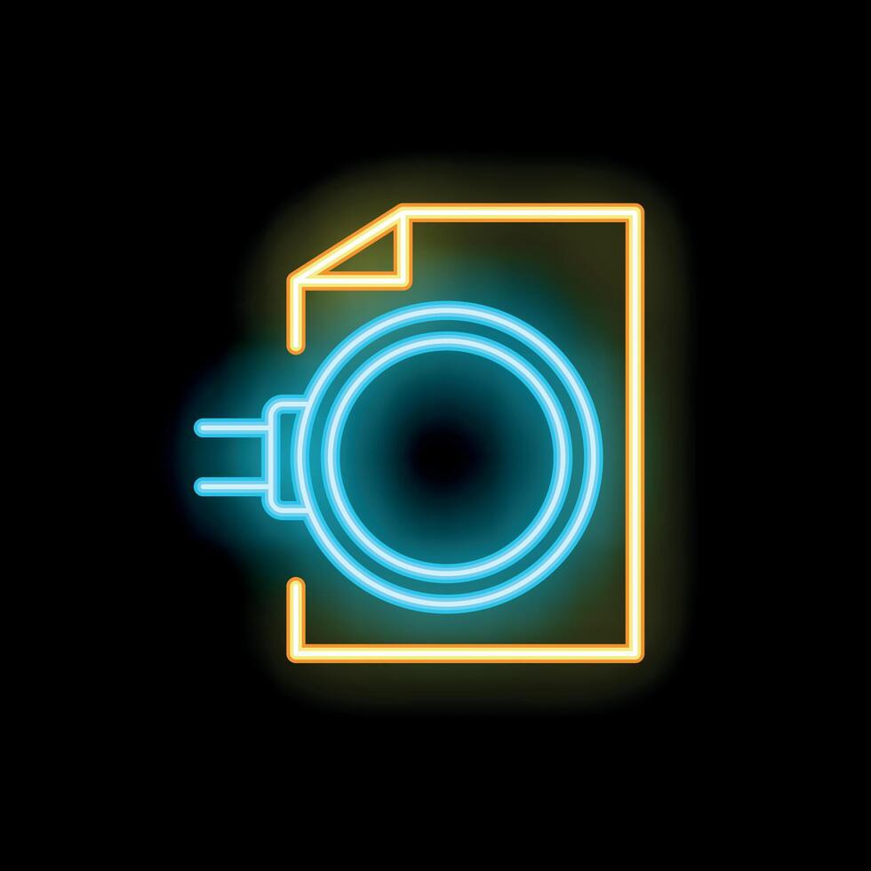 Neon icon of locked document representing data security concept vector