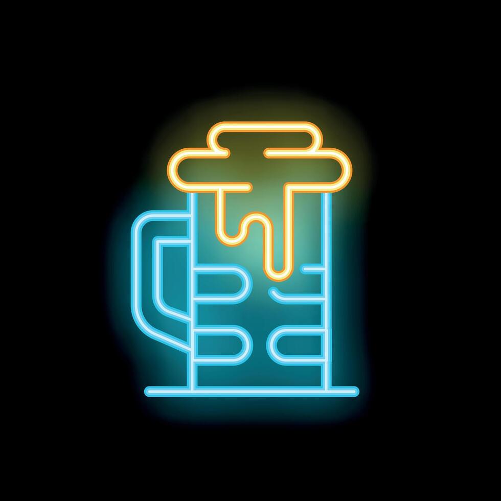 Neon sign showing overflowing beer glass on black background vector