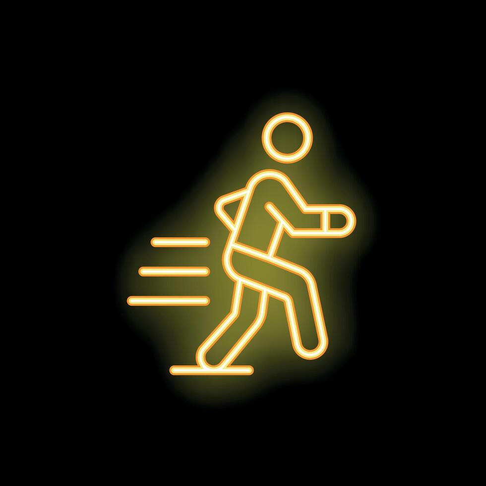 Neon style icon of person running fast vector
