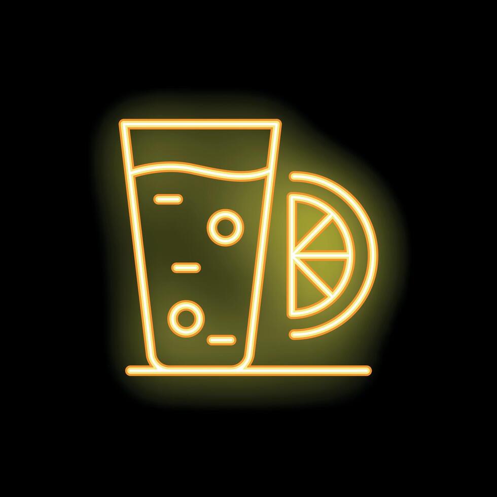 Neon sign showing glass of cocktail with citrus fruit slice vector