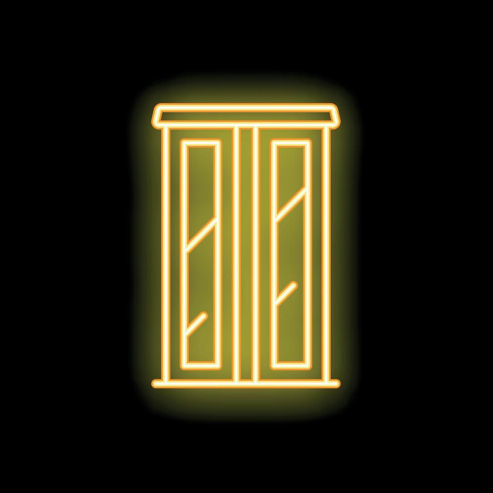 Glowing neon double door icon on a black background vector