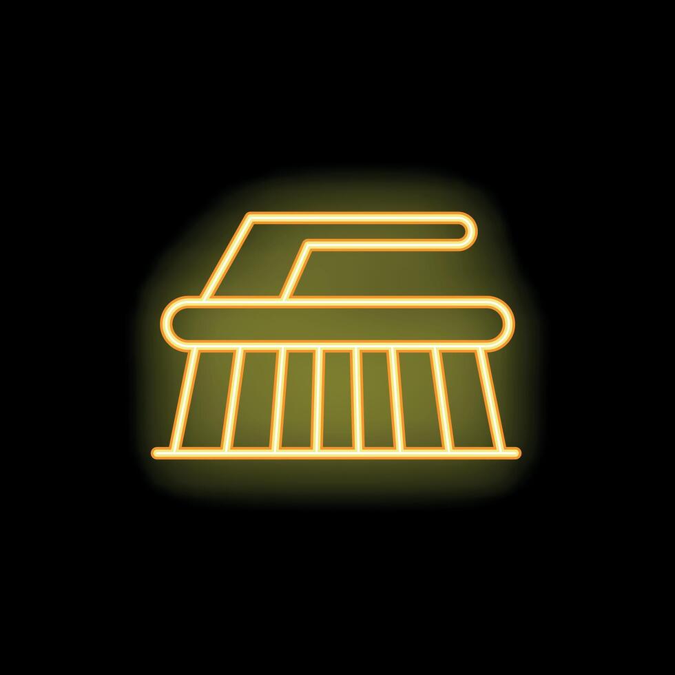 Cleaning brush neon sign glowing on a black background vector