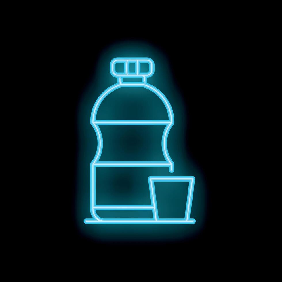 Neon sign of bottle pouring drink into cup vector