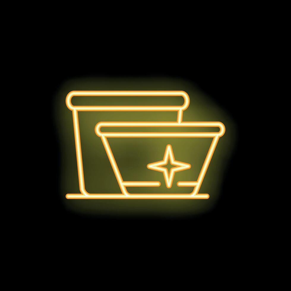 Neon yellow cleaning bucket icon glowing on dark background vector