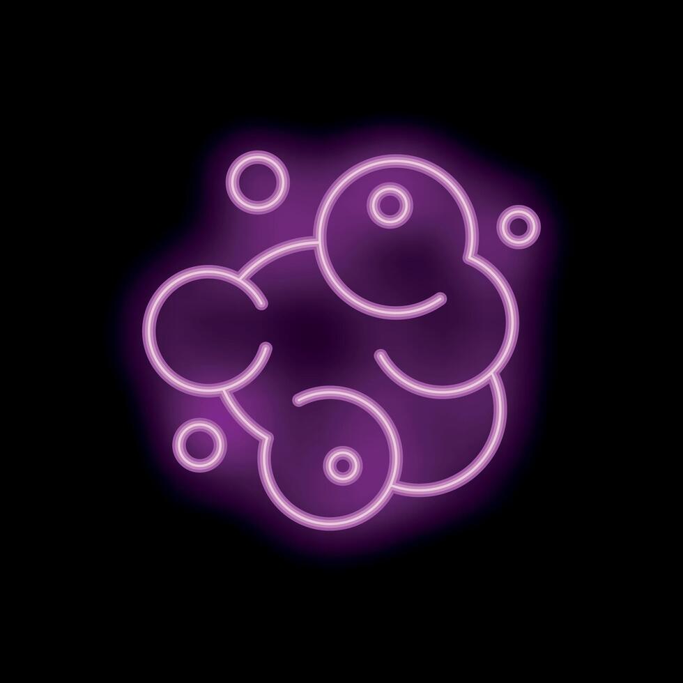 Neon style icon of bubbles floating on black background vector