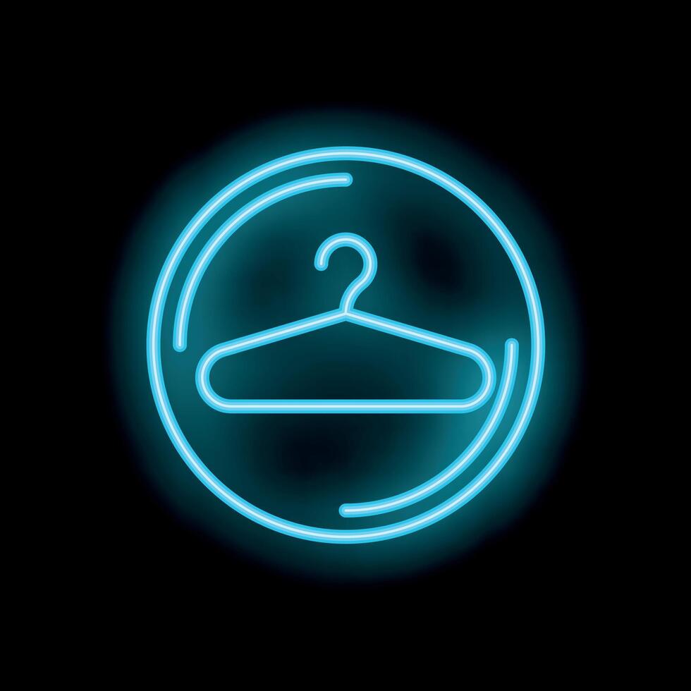 Neon sign hanger icon glowing in circle frame vector
