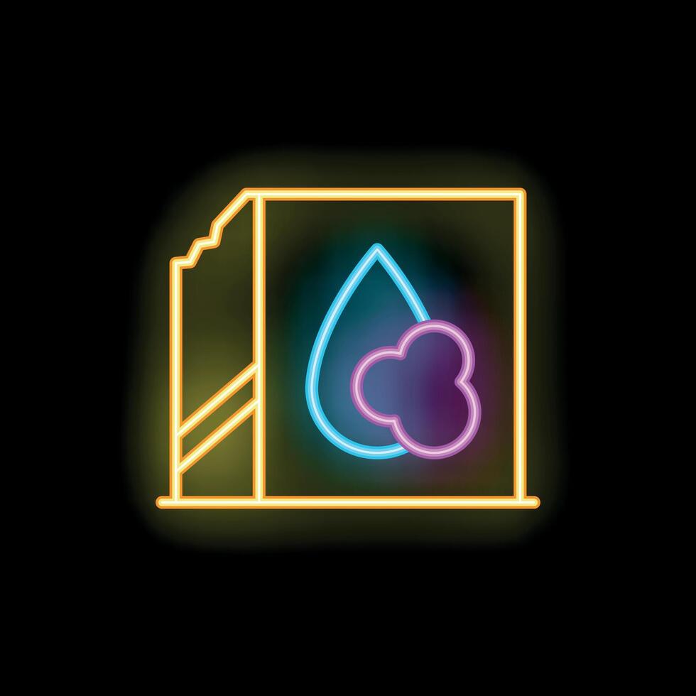 Neon sign showing open package of wet wipes on black background vector