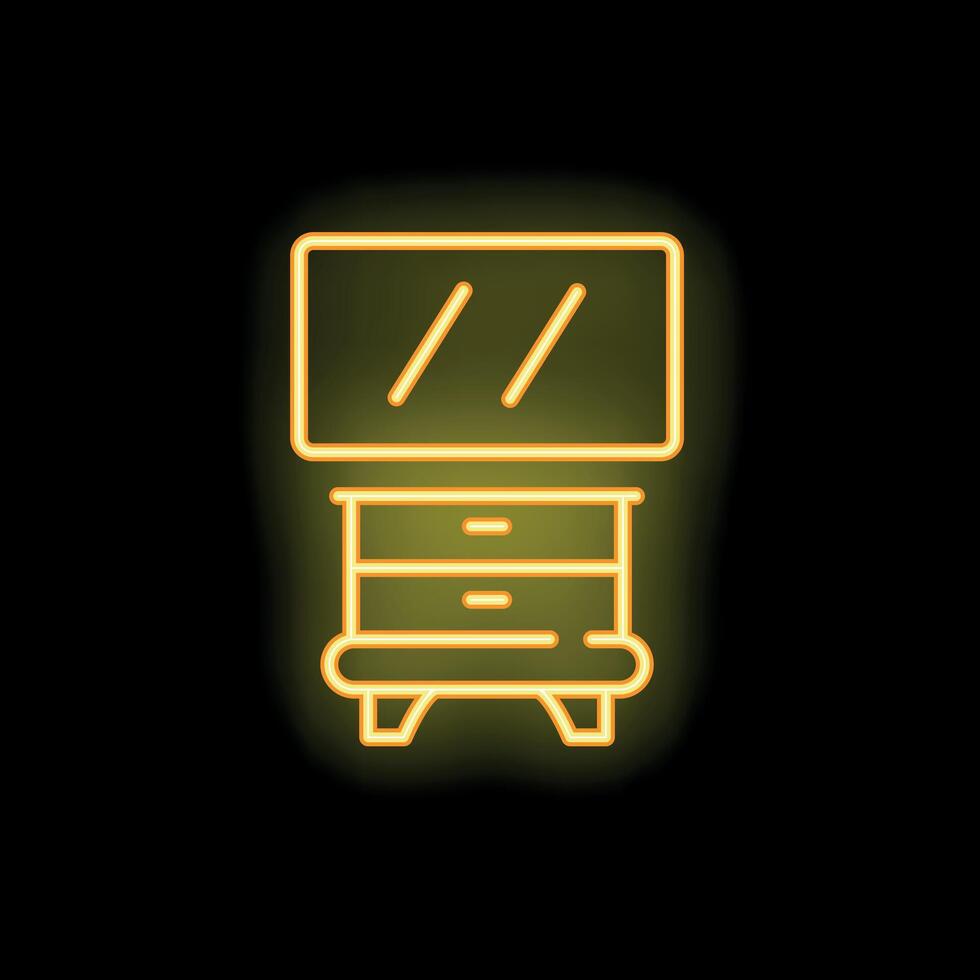 Neon icon of a dresser with a mirror on top vector