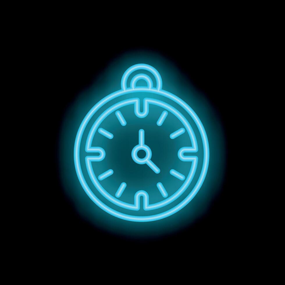 Neon clock shining in the dark showing time passing by vector