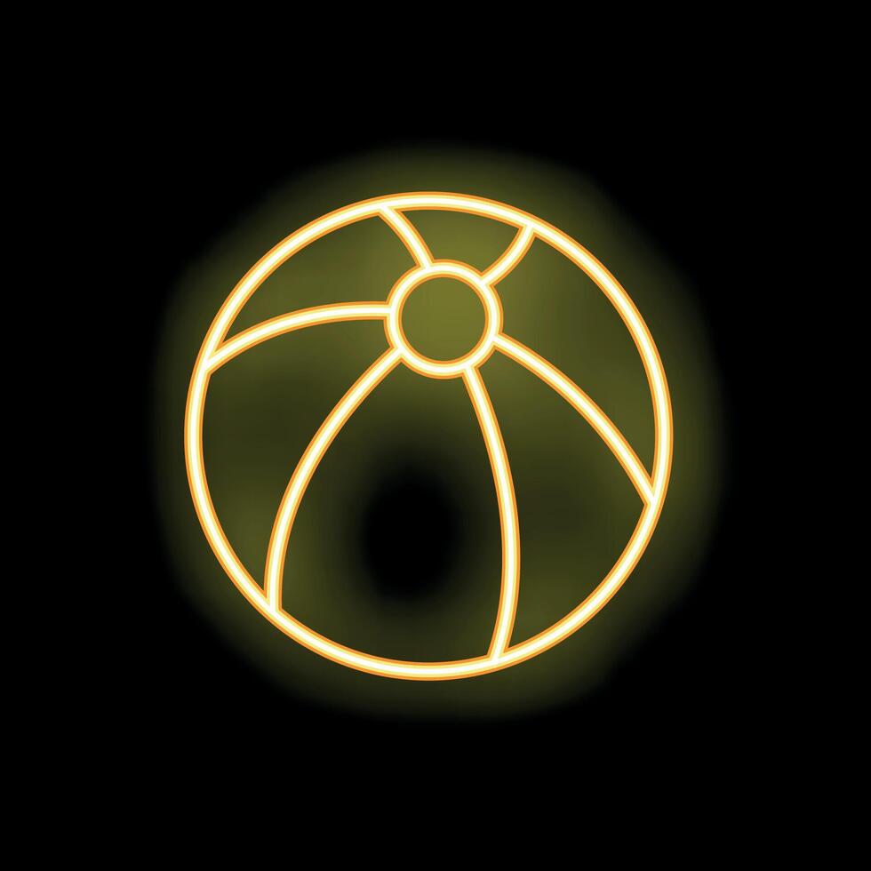Neon sign showing a beach ball glowing on dark background vector