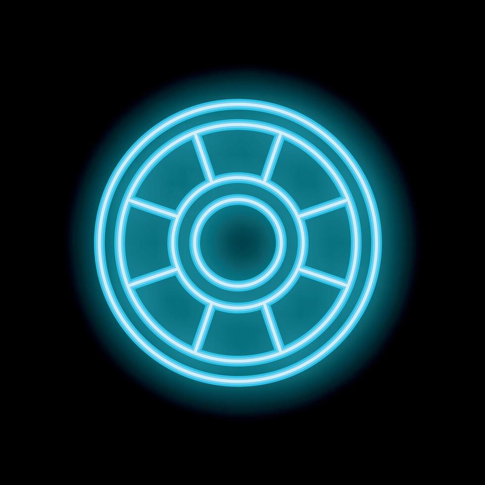 Neon blue circle glowing on black background vector