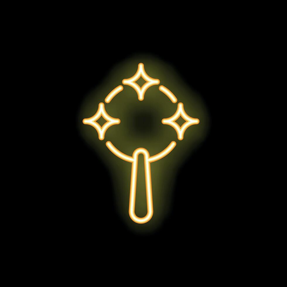 Neon magic wand shining on black background vector