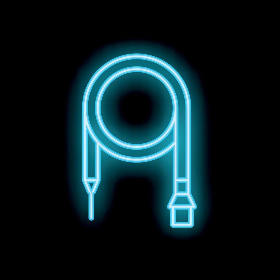 Neon usb cable icon glowing against a black background vector