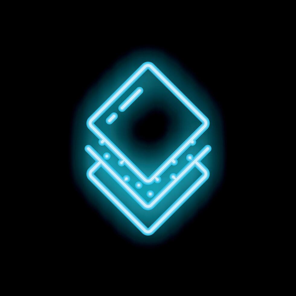 Neon icon of layers showing hierarchy and organization vector
