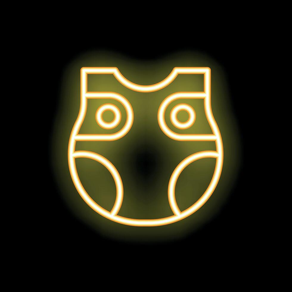 Neon yellow baby diaper icon glowing on black background vector