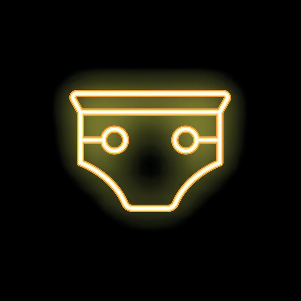 Neon yellow diaper icon glowing on black background vector