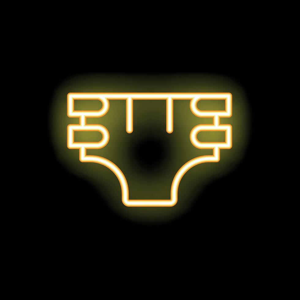 Neon diaper icon glowing on dark background vector