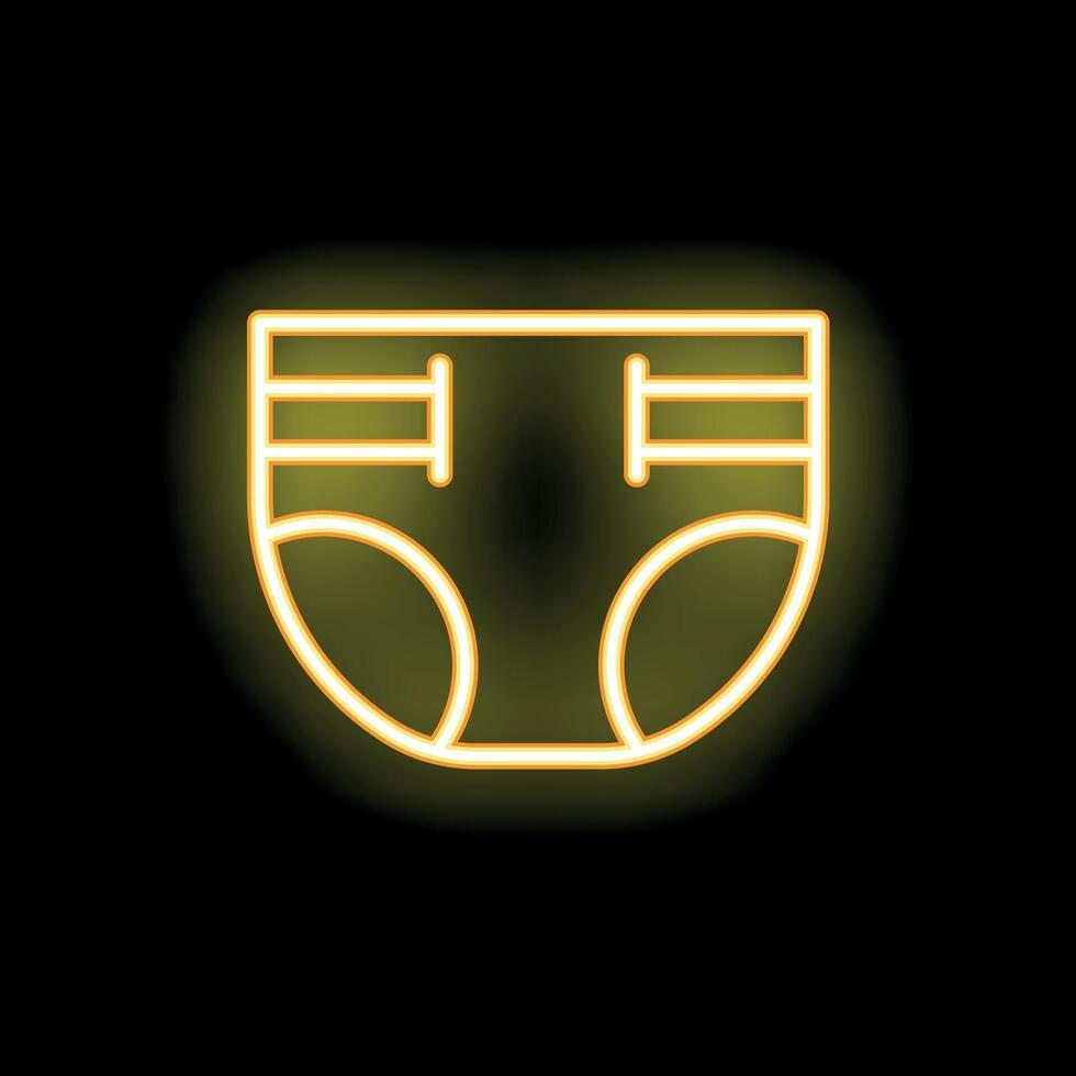 Neon yellow diaper icon glowing on black background vector