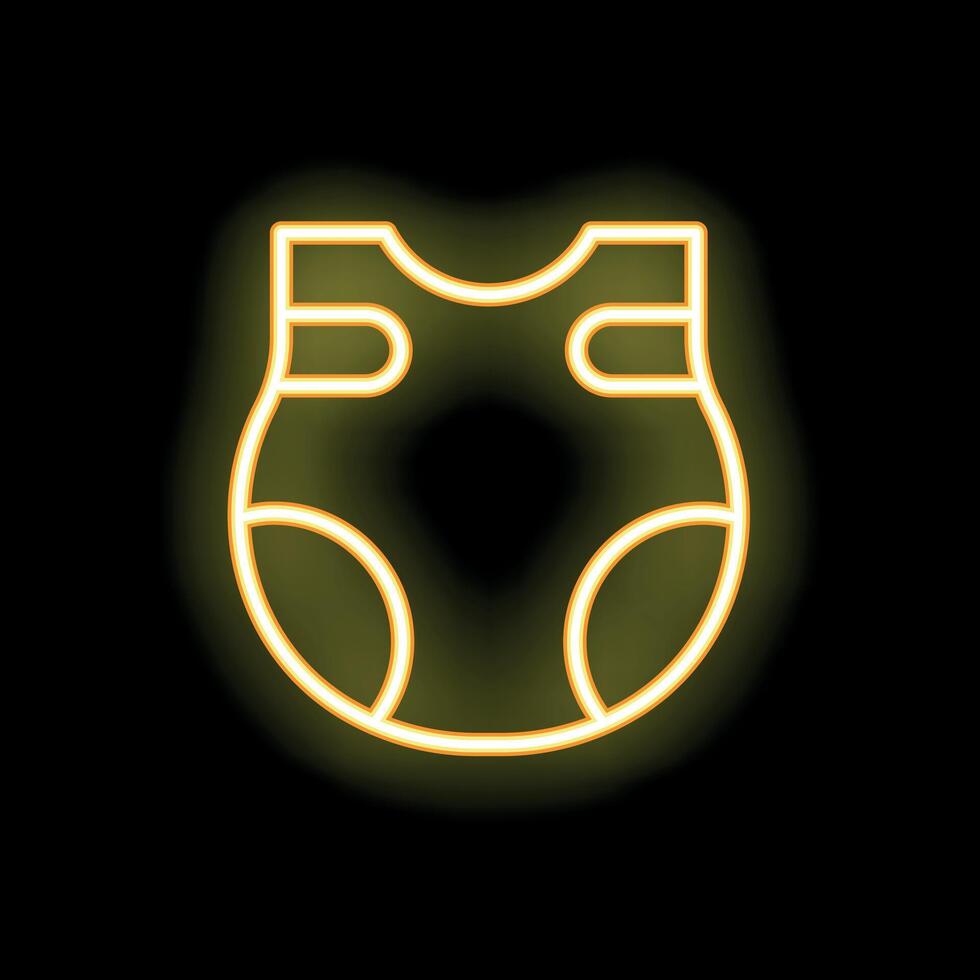 Neon icon of baby diaper glowing on black background vector