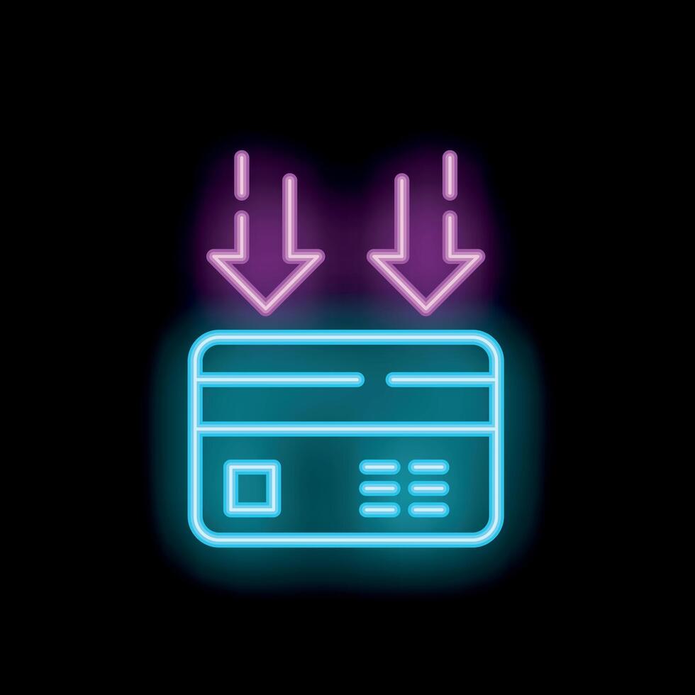 Neon icon of credit card receiving money transfers vector
