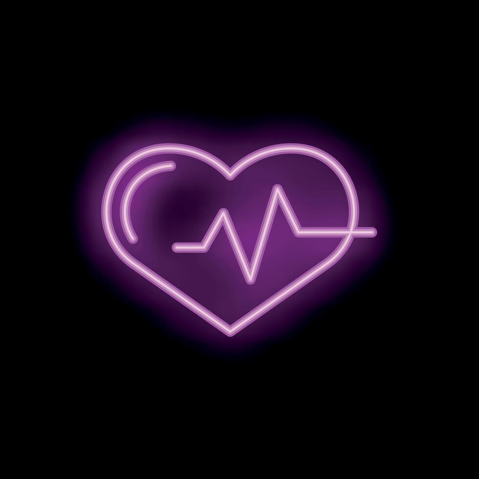 Neon heartbeat symbol representing healthcare and love vector
