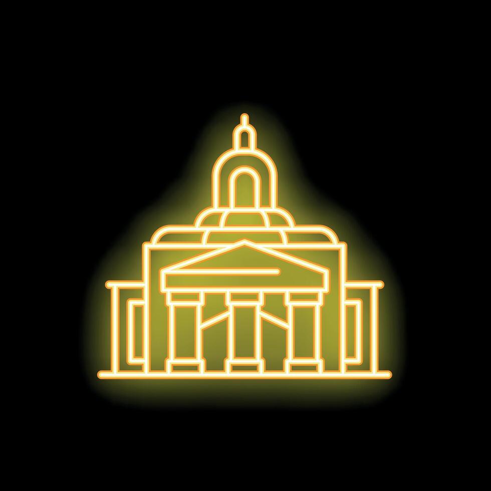 Neon sign depicting the united states capitol building with columns and dome vector