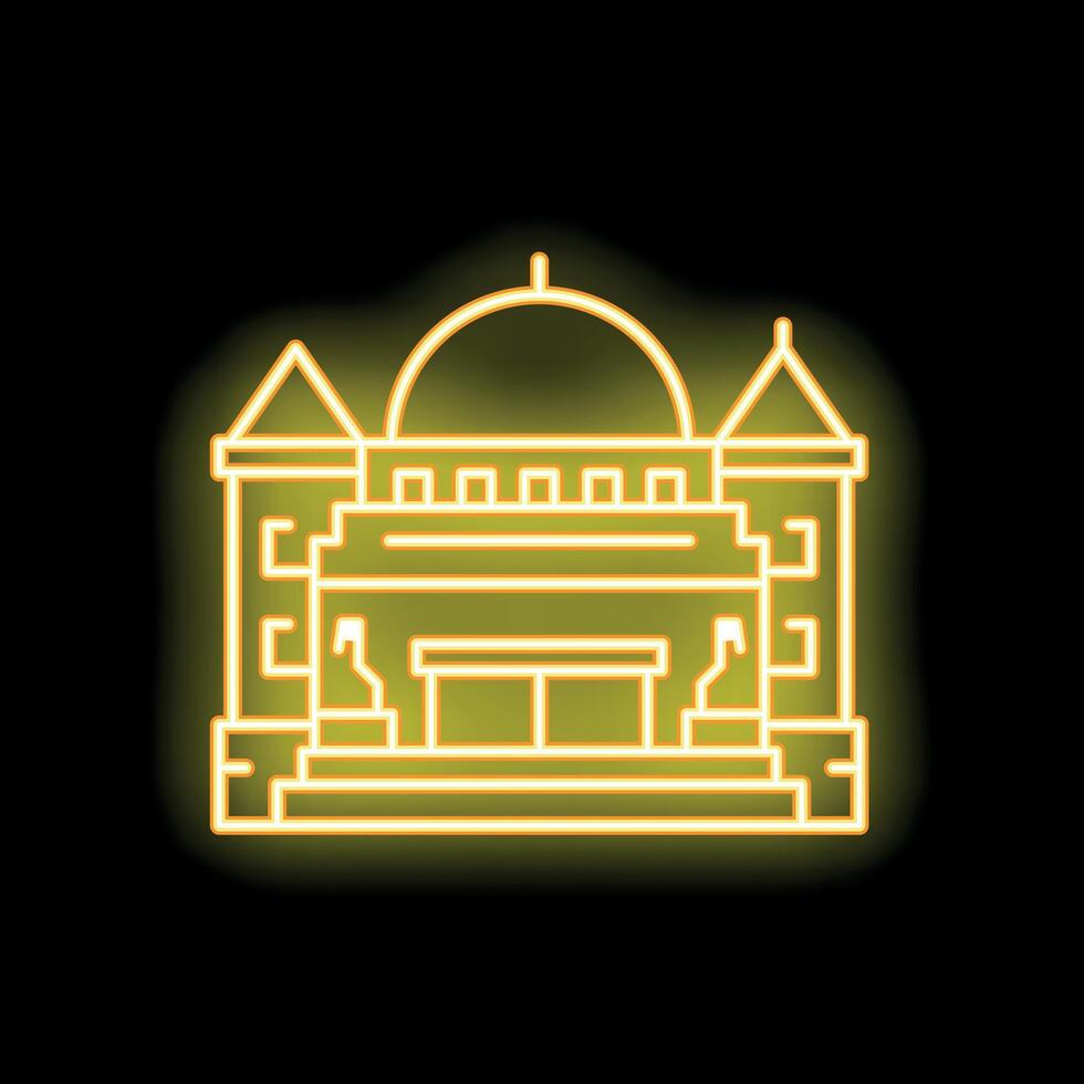 Glowing neon line icon representing the dome of the rock vector