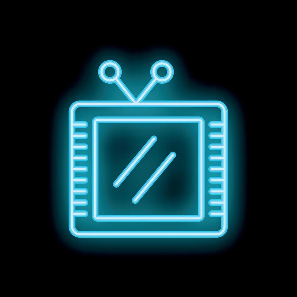 Retro tv neon sign glowing on black background vector