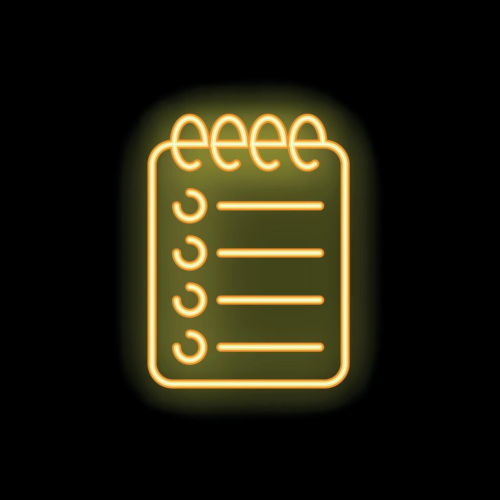 Glowing neon icon of a spiral notepad for taking notes and making lists vector