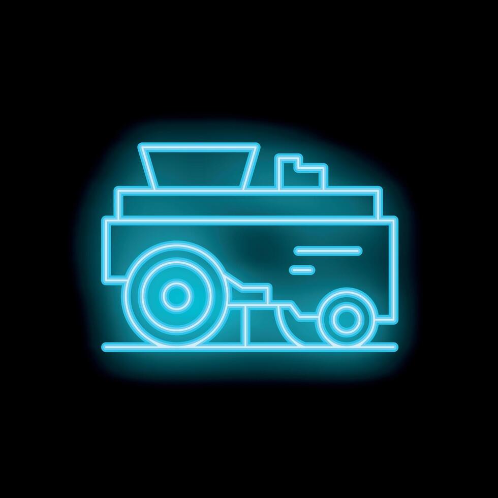 Blue neon style icon of a truck working on the road vector