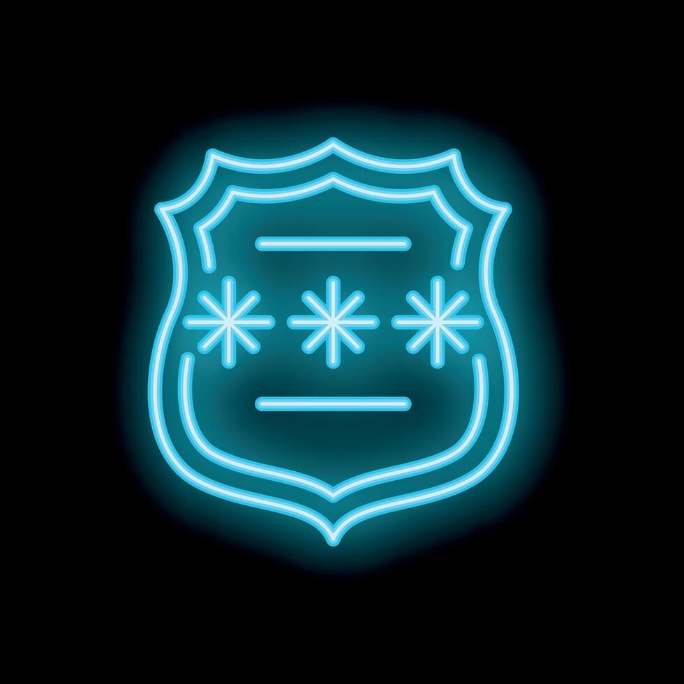 Neon blue shield protecting password with asterisks on black background vector