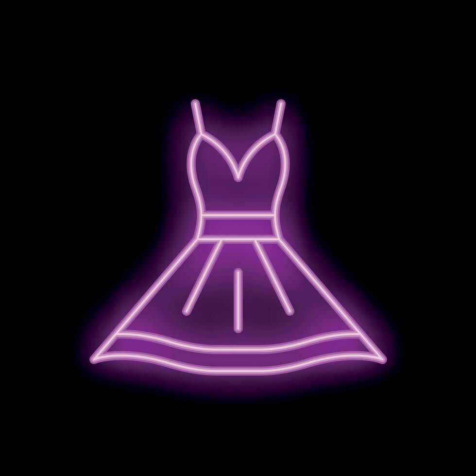 Neon dress shining on black background representing fashion business vector