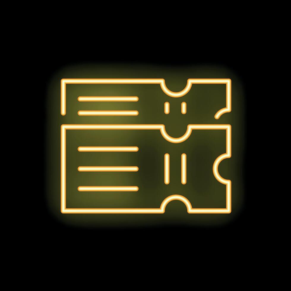 Neon yellow tickets glowing on black background vector