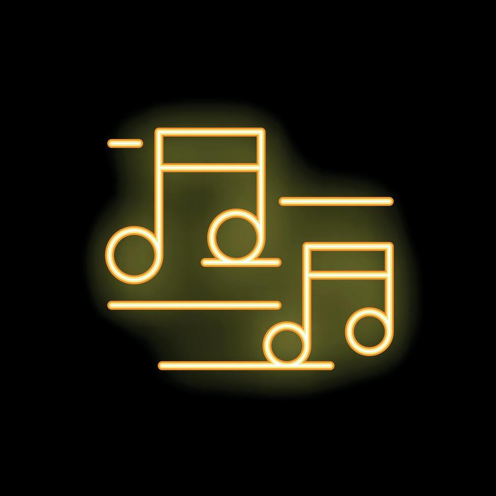 Neon yellow music notes floating on black background vector