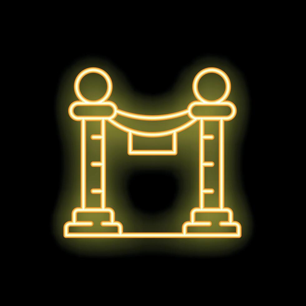 Neon yellow barrier rope separating access to important event vector