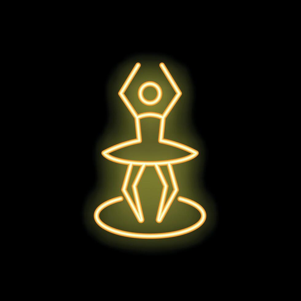Ballerina neon sign with yellow light on black background vector