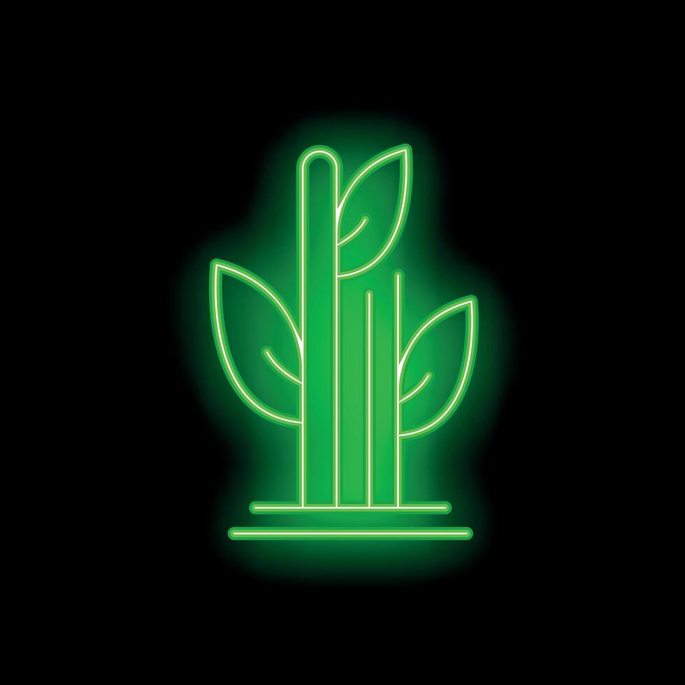 Glowing neon green bamboo shoots growing from the ground vector