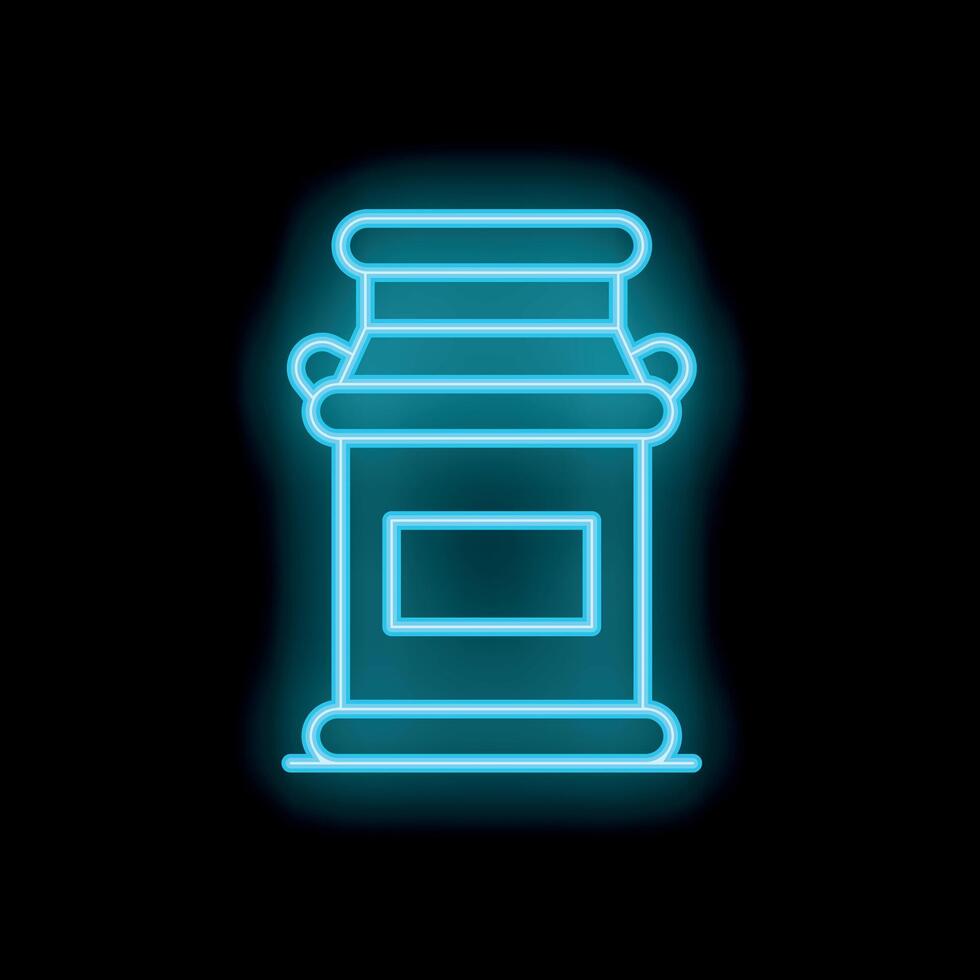 Neon milk can shining in the dark background vector