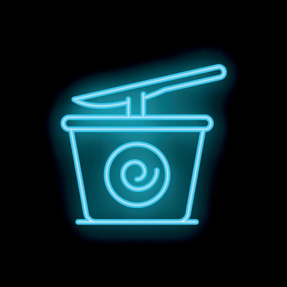 Blue neon sign of instant noodles with chopsticks vector