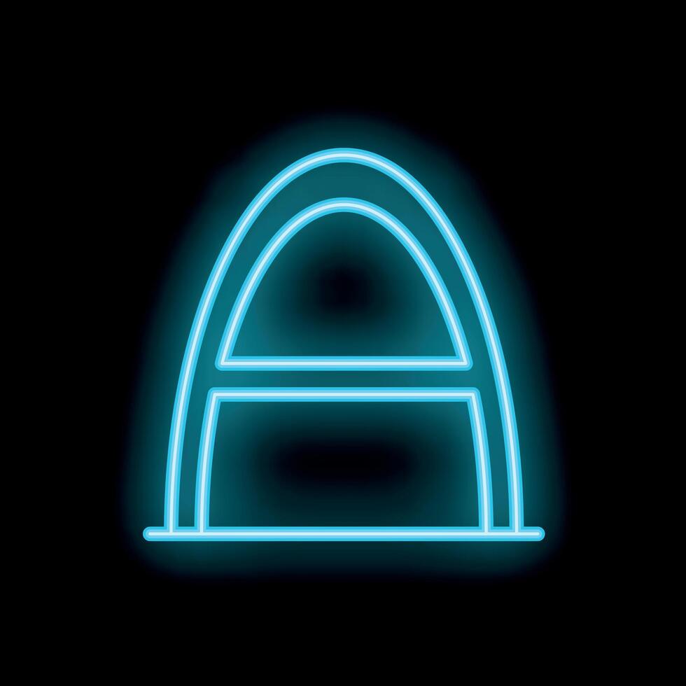 Blue neon letter a on black background vector