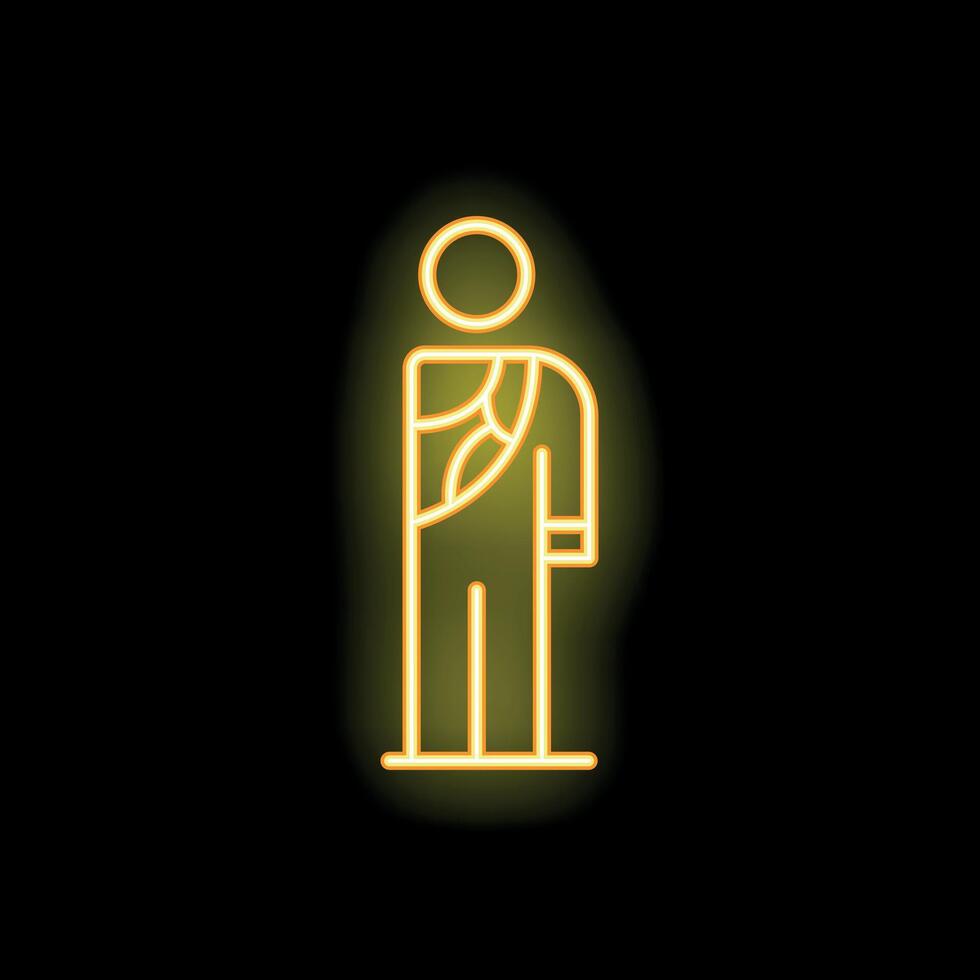 Neon sign of a man wearing a sling for injured arm vector