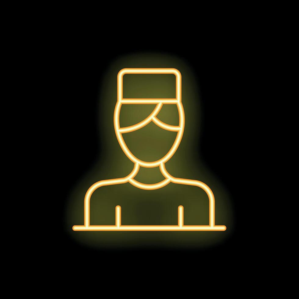 Neon style icon of a nurse wearing a scrub cap vector
