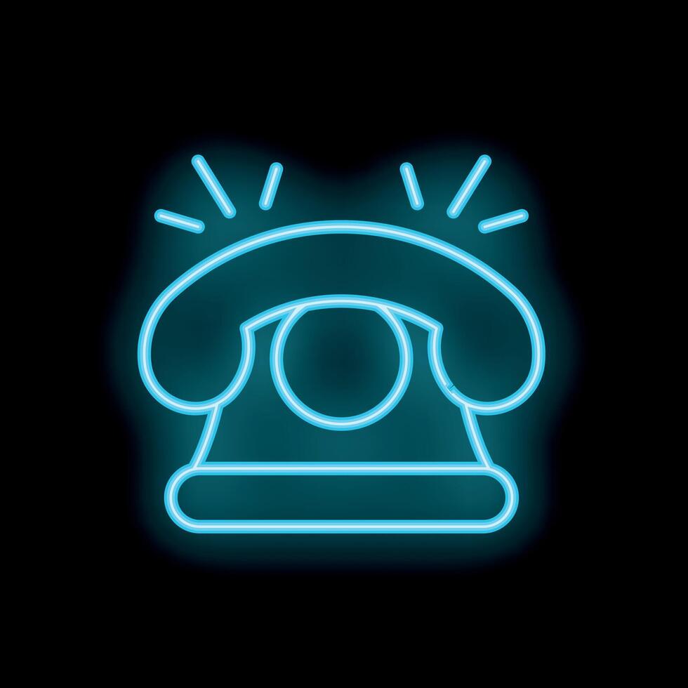 Neon sign of a ringing phone on a black background vector