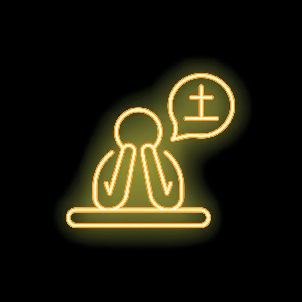 Neon icon of a person thinking about grounding vector