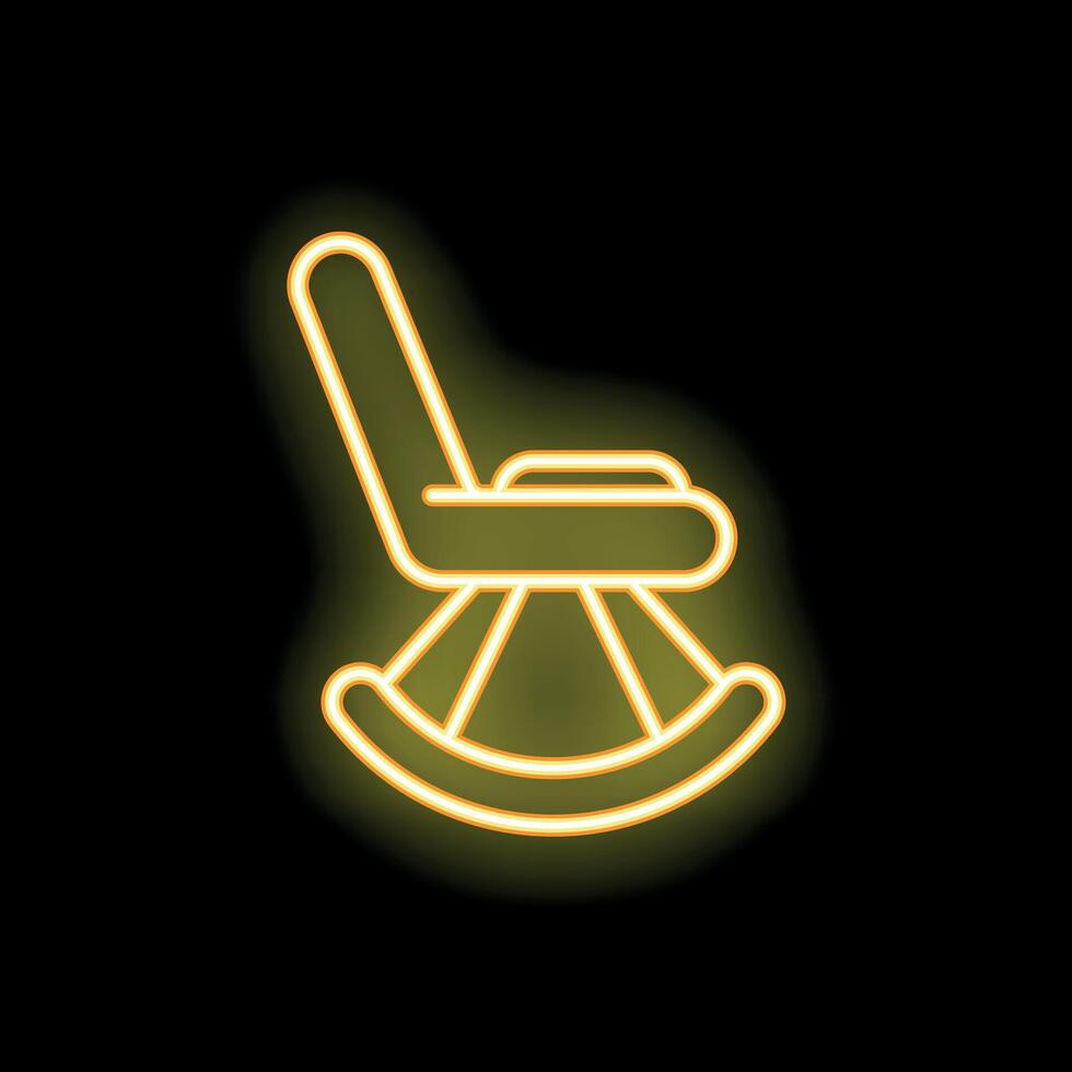 Neon rocking chair glowing on black background vector