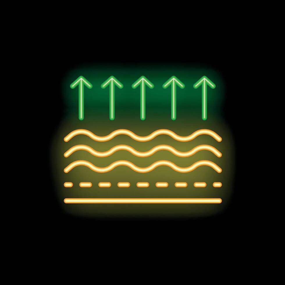 Neon evaporation icon illustrating water cycle process vector