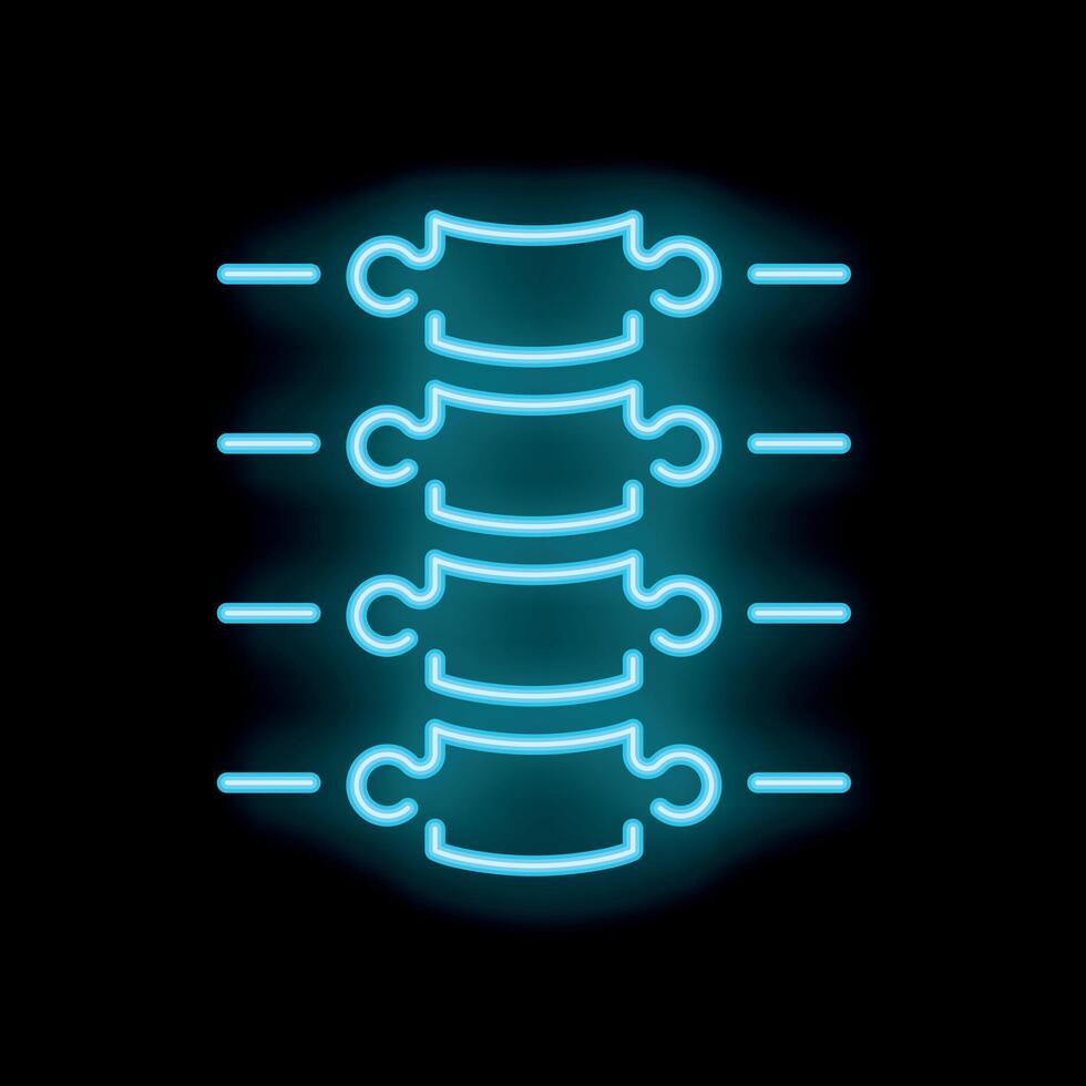 Glowing neon spine icon representing human backbone vector